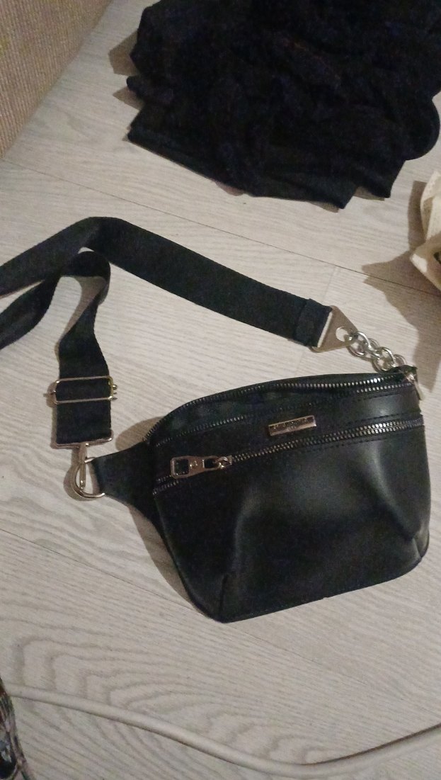 Kadın Siyah Deri Bel Çantası Tokalı - Görsel 3