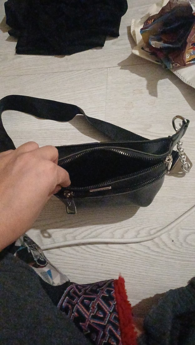 Kadın Siyah Deri Bel Çantası Tokalı - Görsel 2