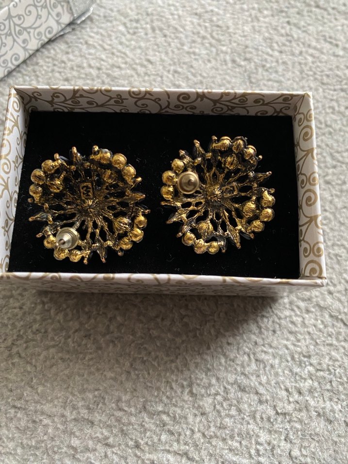 Klasik Vintage Mini Mavi Payetli Küpe - Görsel 2