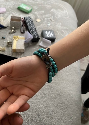 Turkuaz Boncuklu Bohem Bileklik - Görsel 2