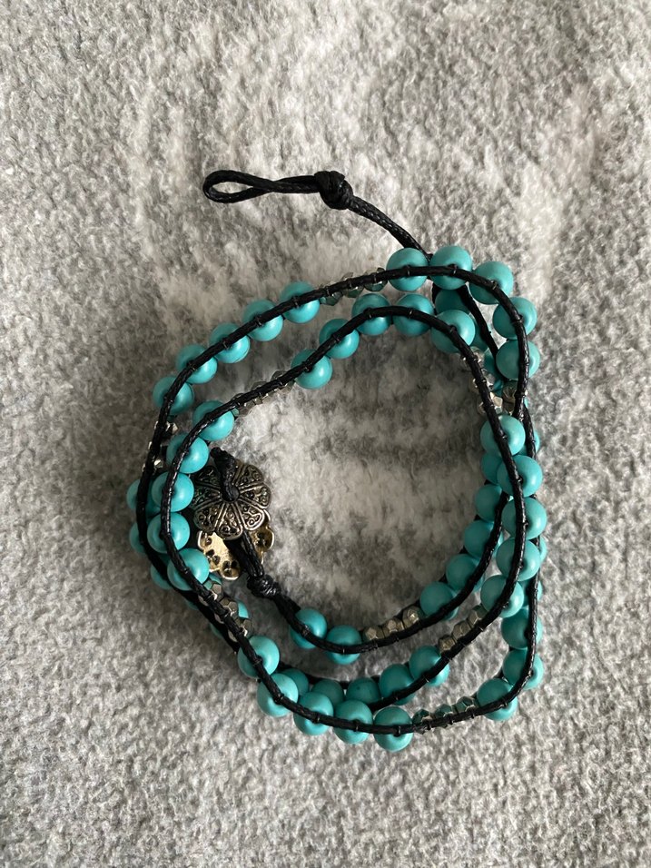 Turkuaz Boncuklu Bohem Bileklik - Görsel 3