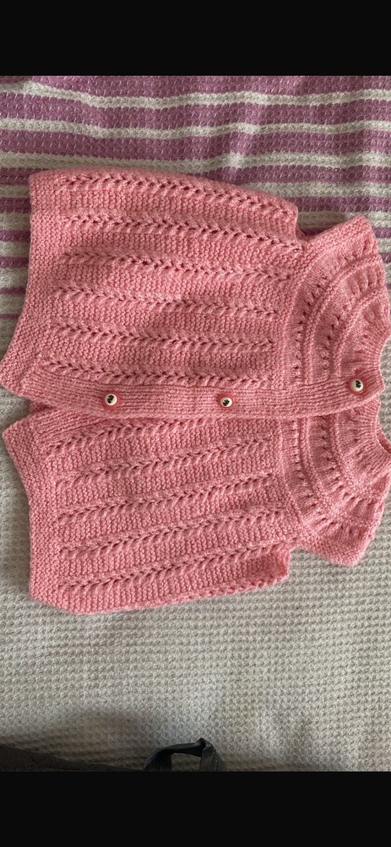 Beyaz Nakışlı Örgü Kız Bebek Patik yelek - Görsel 3