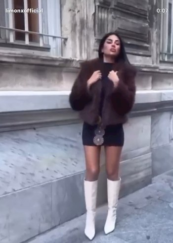 Kahverengi Kadın Suni Kürk Midi Ceket