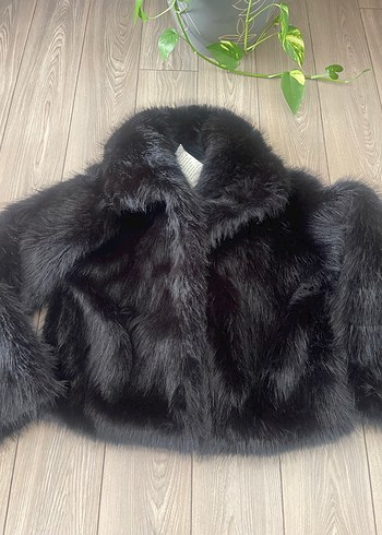 m Beden Kürk Detaylı Siyah Kadın Mont