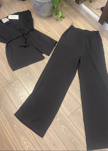 Siyah Kemerli Mini Keten Kadın Pantolon - Görsel 6