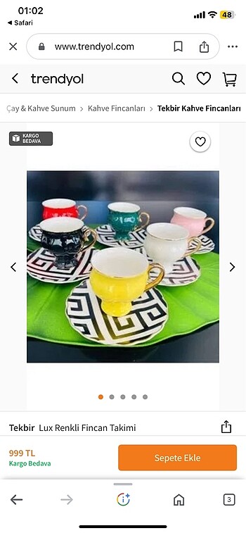 Fincan takımı renkli şık