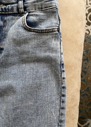 29 Beden Gri Düğmeli Kadın Midi Kot Pantolon