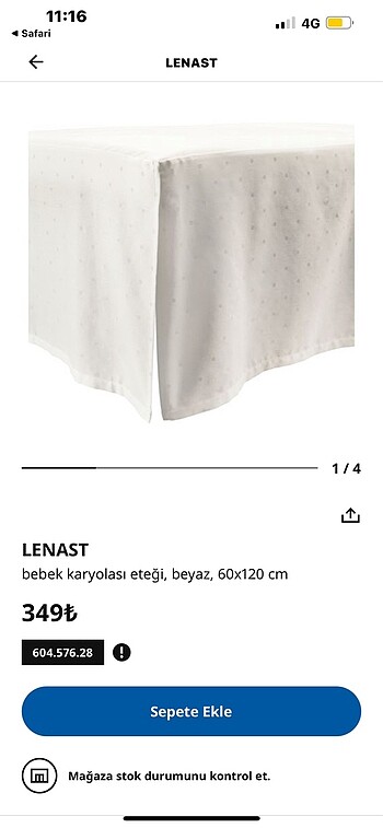 İkea bebek karyolası etekli çarşafı
