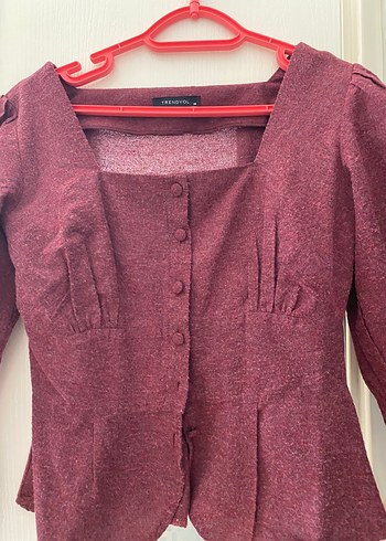 Kadın Bordo Vintage Bluz
