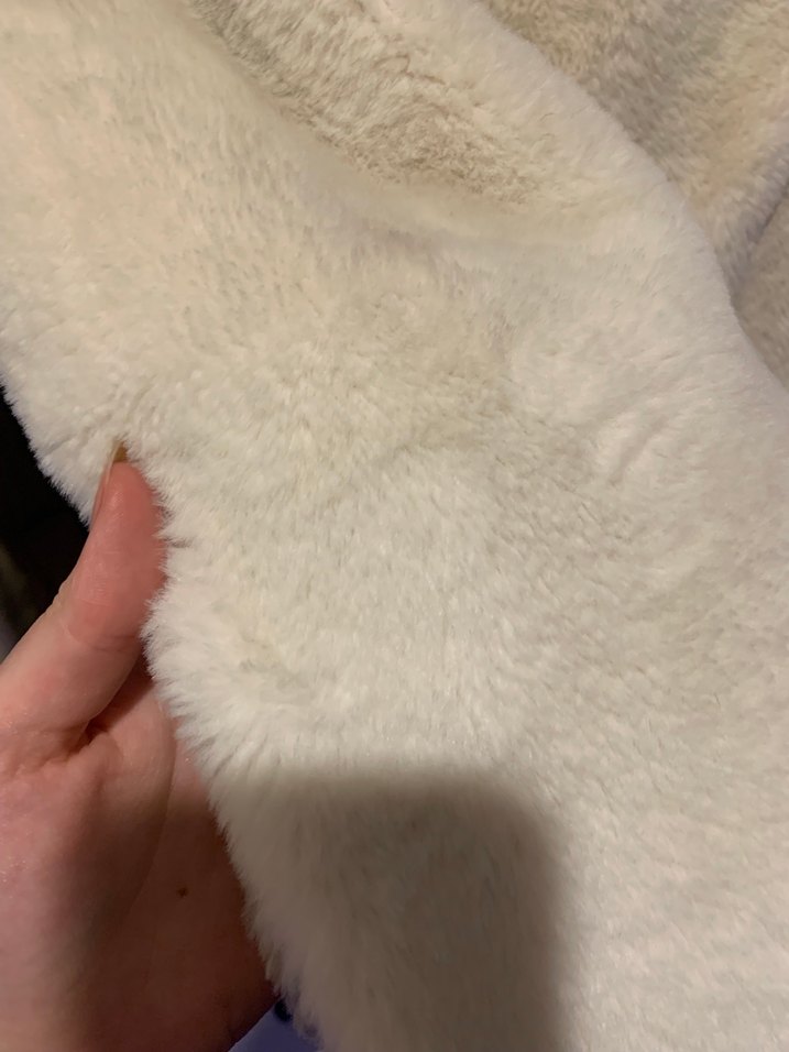 Kürklü Beyaz Kapüşonlu Kadın Ceket - Görsel 2