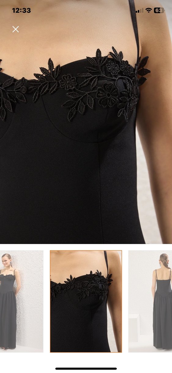 Siyah Drapeli Uzun Straplez Kadın Elbise - Görsel 2