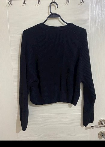 Siyah Kadın Triko Bisiklet Yaka Kazak - Görsel 2