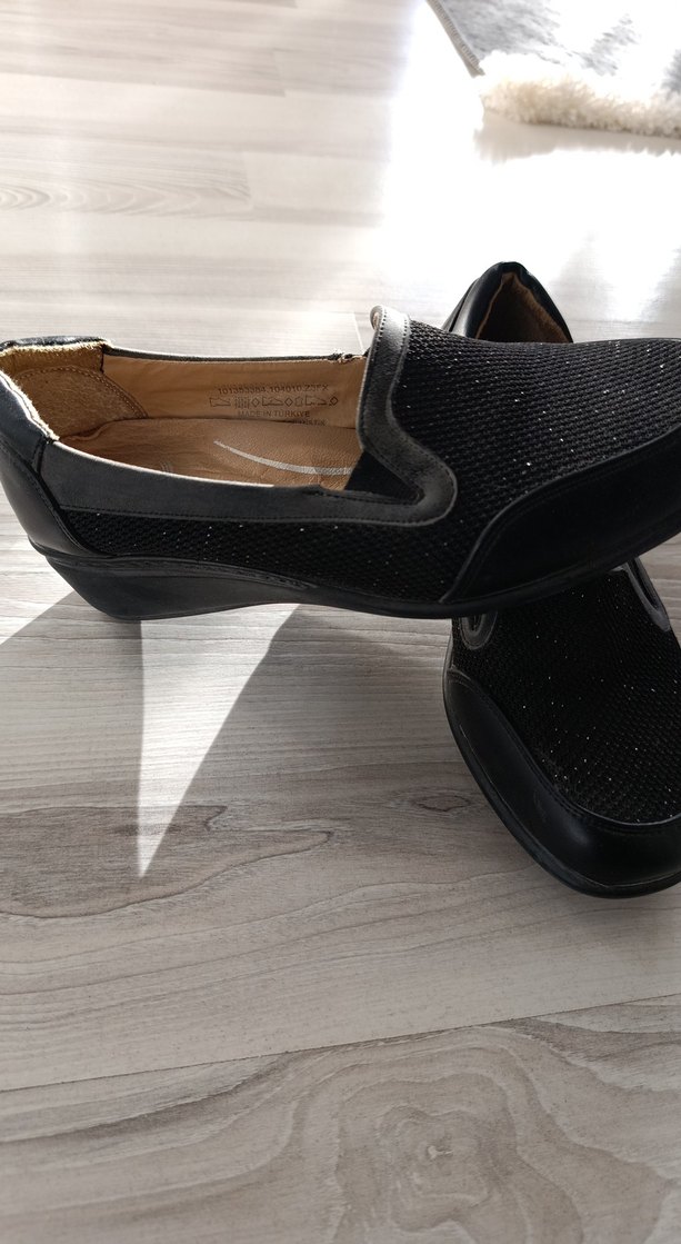 Siyah Kadın Dolgu Topuklu Klasik Babet - Görsel 2