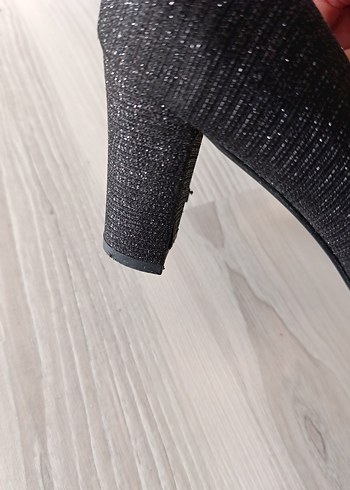 Kadın Siyah Pliseli Topuklu ayakkabı - Görsel 3