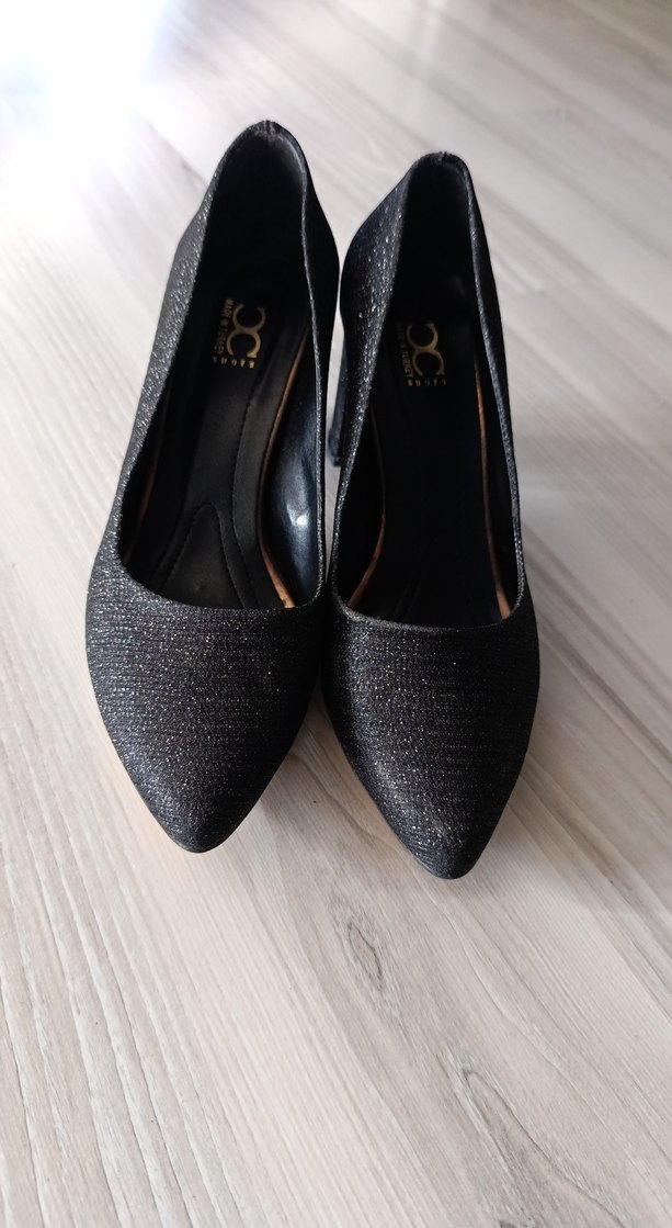 Kadın Siyah Pliseli Topuklu ayakkabı - Görsel 2