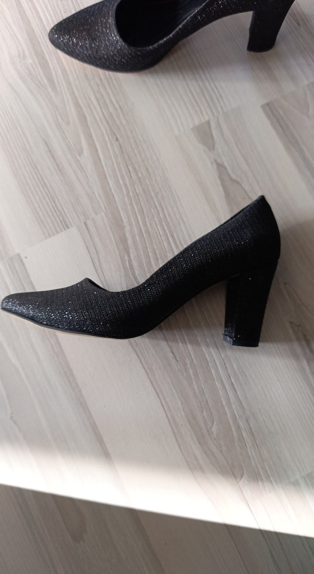 Kadın Siyah Pliseli Topuklu ayakkabı - Görsel 4