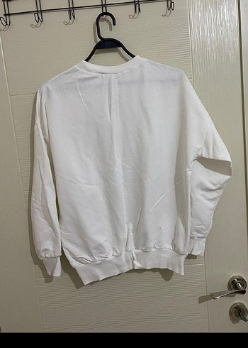 Beyaz Basic Kadın Uzun Kollu Sweatshirt - Görsel 2