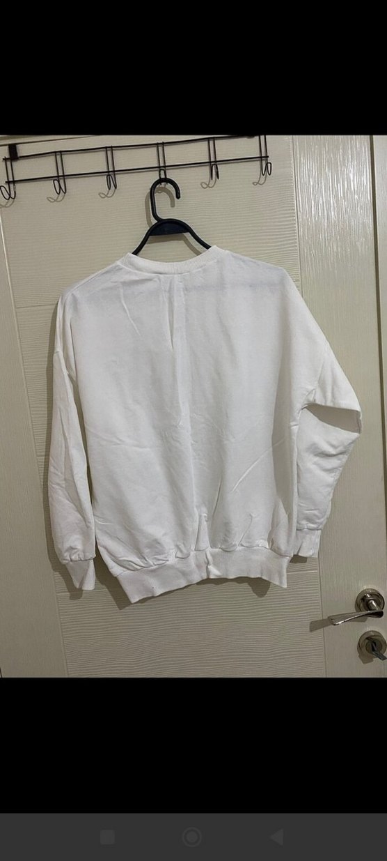 Beyaz Basic Kadın Uzun Kollu Sweatshirt - Görsel 2