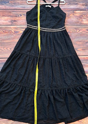 Siyah V Yaka Uzun Kadın Elbise - Görsel 5