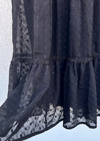 Siyah V Yaka Uzun Kadın Elbise - Görsel 4