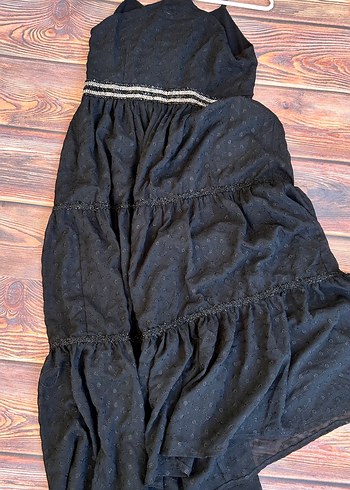 Siyah V Yaka Uzun Kadın Elbise - Görsel 10