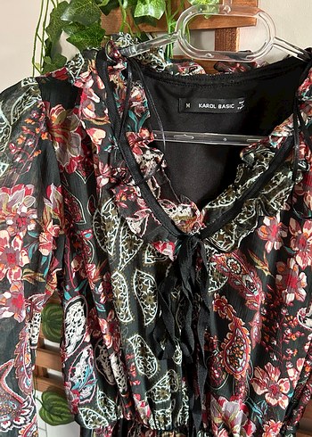 Uzun Kollu Çok Renkli Bohem Elbise - Görsel 8