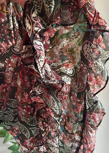 Uzun Kollu Çok Renkli Bohem Elbise - Görsel 6