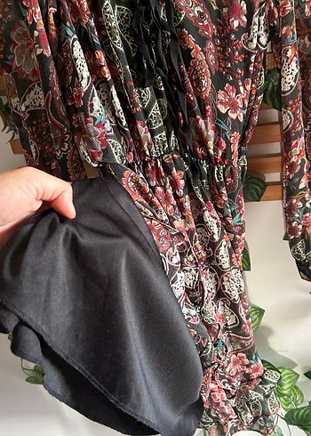 Uzun Kollu Çok Renkli Bohem Elbise - Görsel 7