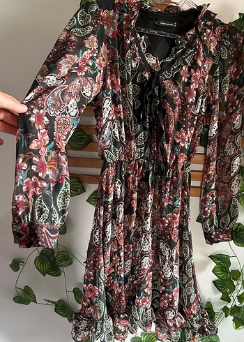 Uzun Kollu Çok Renkli Bohem Elbise - Görsel 9