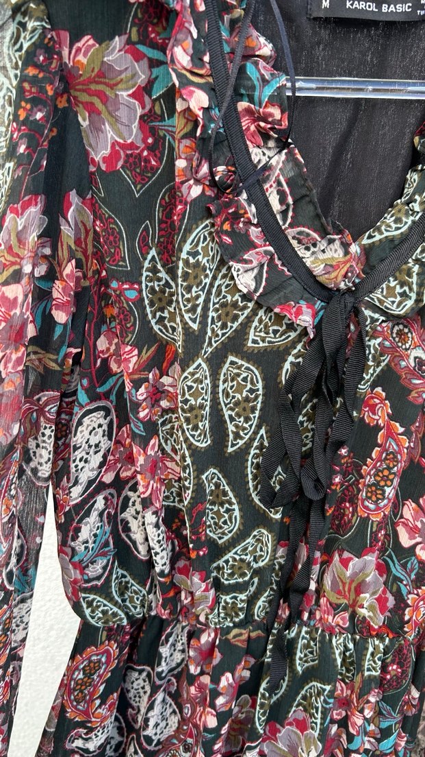 Uzun Kollu Çok Renkli Bohem Elbise - Görsel 3