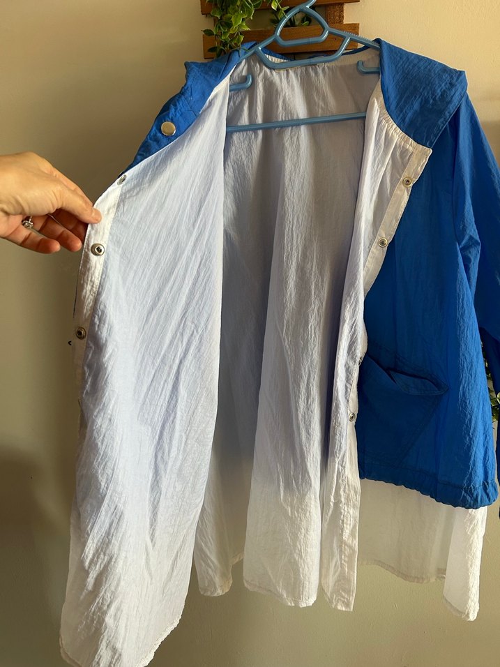 Mavi Düğmeli yağmurluk - Görsel 2