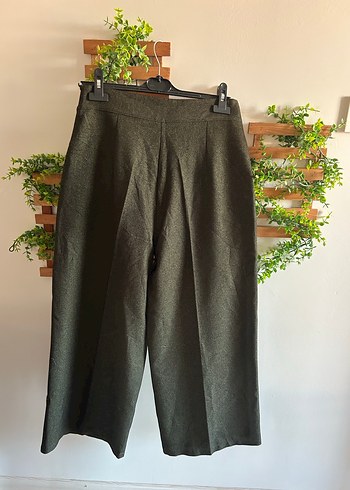yeşil Kadın Yün Kumaş Pantolon - Görsel 5