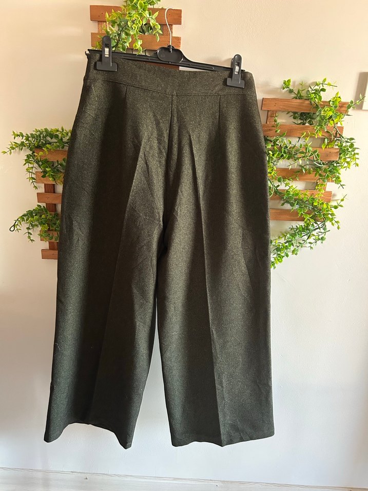 yeşil Kadın Yün Kumaş Pantolon - Görsel 2