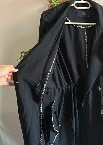 Düğmeli Siyah Kadın Uzun Trençkot - Görsel 9