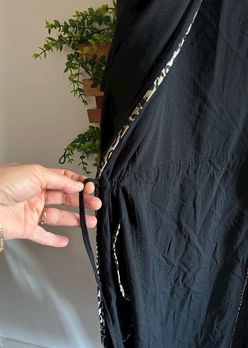 Düğmeli Siyah Kadın Uzun Trençkot - Görsel 7