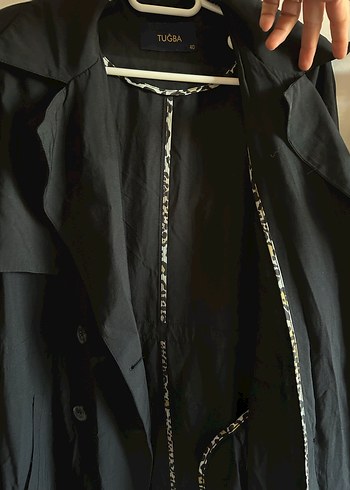 Düğmeli Siyah Kadın Uzun Trençkot - Görsel 4