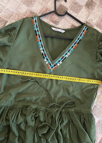 Nakış Detaylı Haki elbise - Görsel 8