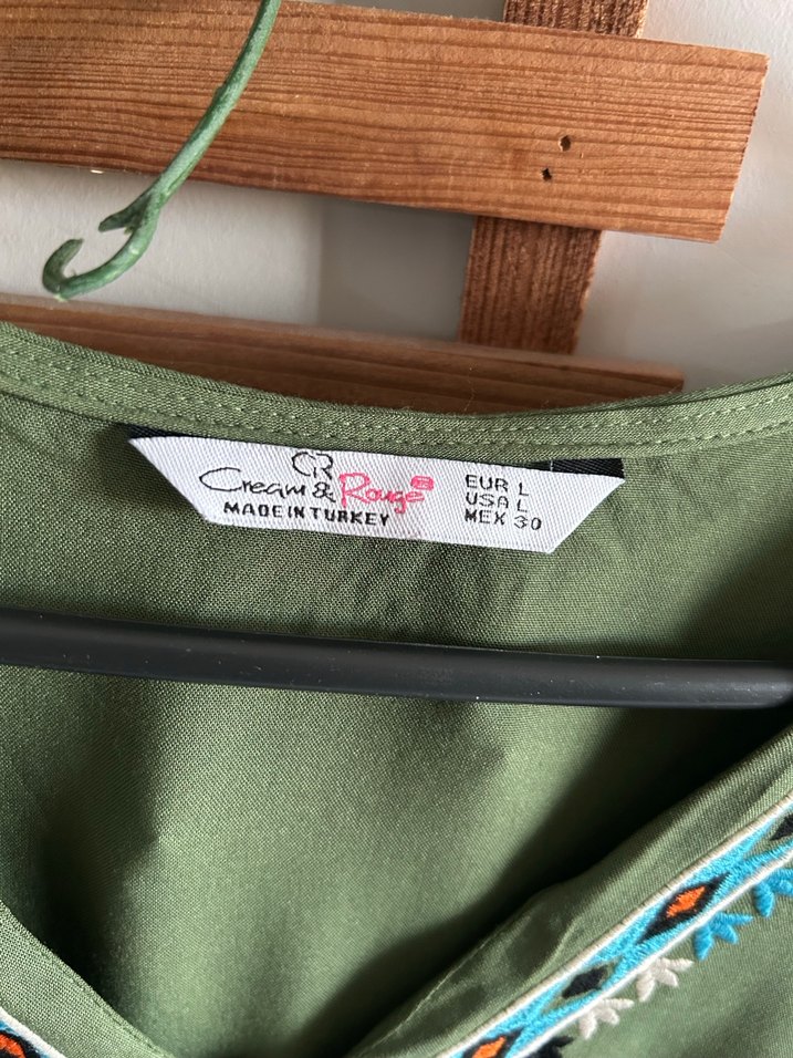 Nakış Detaylı Haki elbise - Görsel 5