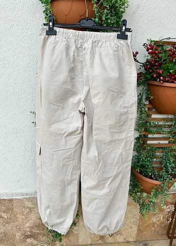 Bej Keten Kemerli Rahat Kadın Pantolon - Görsel 8