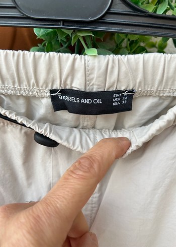 Bej Keten Kemerli Rahat Kadın Pantolon - Görsel 2