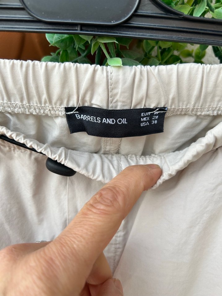 Bej Keten Kemerli Rahat Kadın Pantolon - Görsel 2