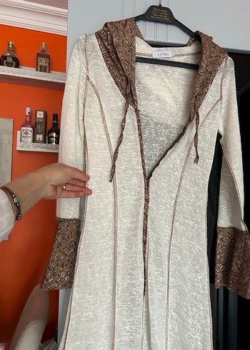 Uzun Bej Bohem Triko Hırka - Görsel 11