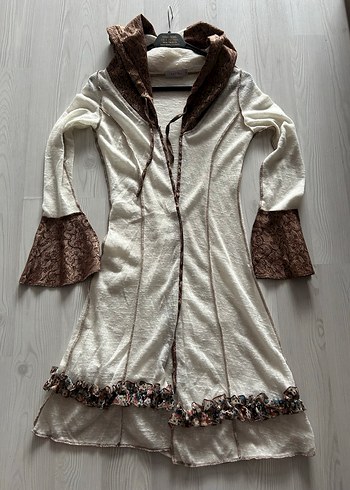 Uzun Bej Bohem Triko Hırka - Görsel 5