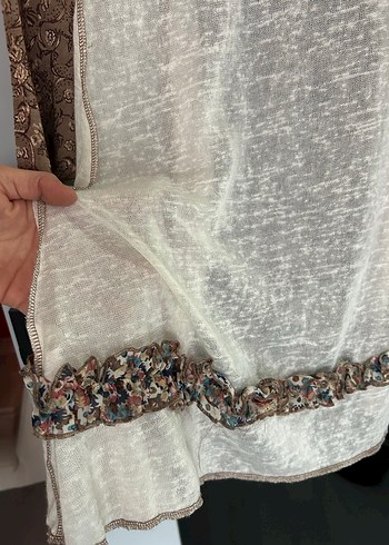 Uzun Bej Bohem Triko Hırka - Görsel 3