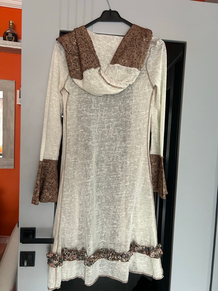 Uzun Bej Bohem Triko Hırka - Görsel 2