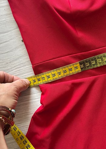 Kırmızı Midi  elbise - Görsel 7