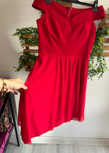 Kırmızı Midi  elbise - Görsel 13