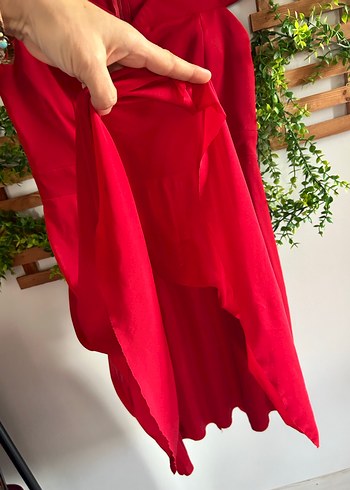 Kırmızı Midi  elbise - Görsel 14