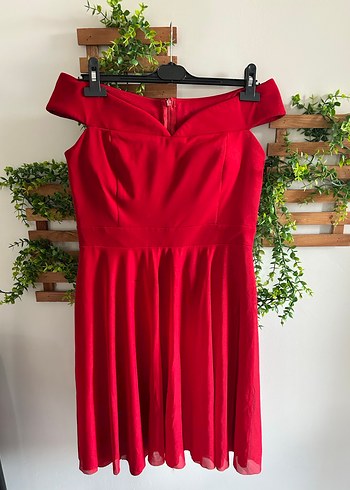 Kırmızı Midi  elbise - Görsel 3