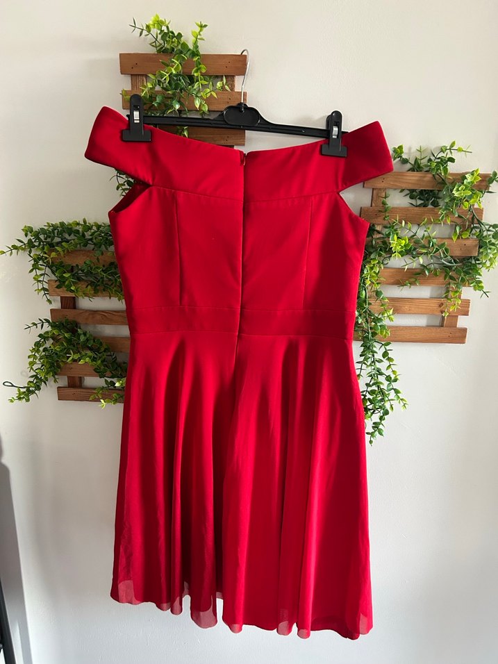 Kırmızı Midi  elbise - Görsel 4